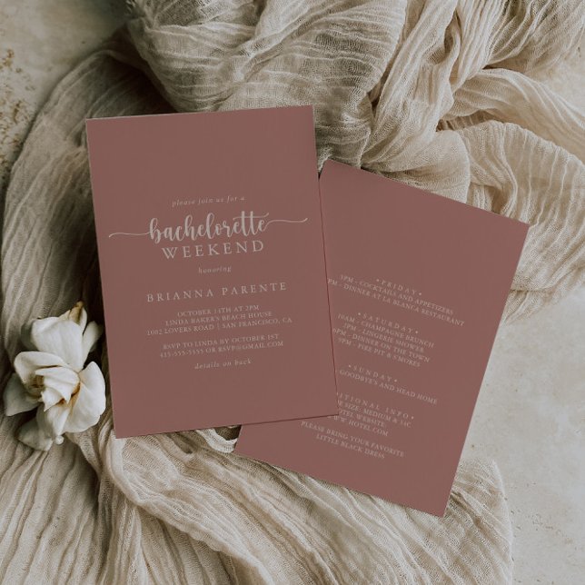 Invitation Calligraphie Terracotta Bachelorette Week-end (Créateur téléchargé)