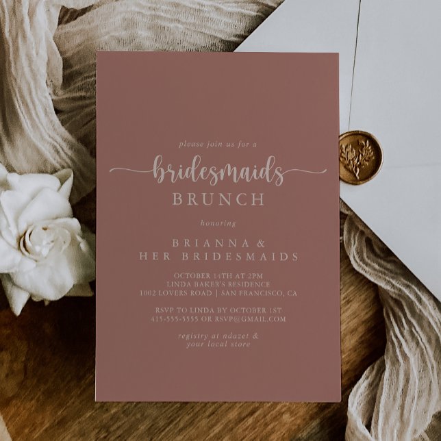 Invitation Calligraphie Terracotta Bridesmaids Brunch Douche (Créateur téléchargé)