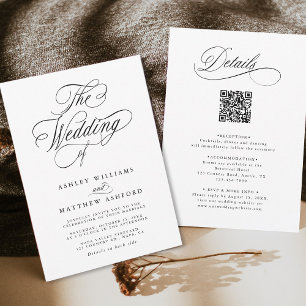 Invitation Calligraphie Tourbillonnant romantique Tout en un 
