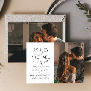 Invitation Calligraphie Typographie 2 Photo Engagement Party