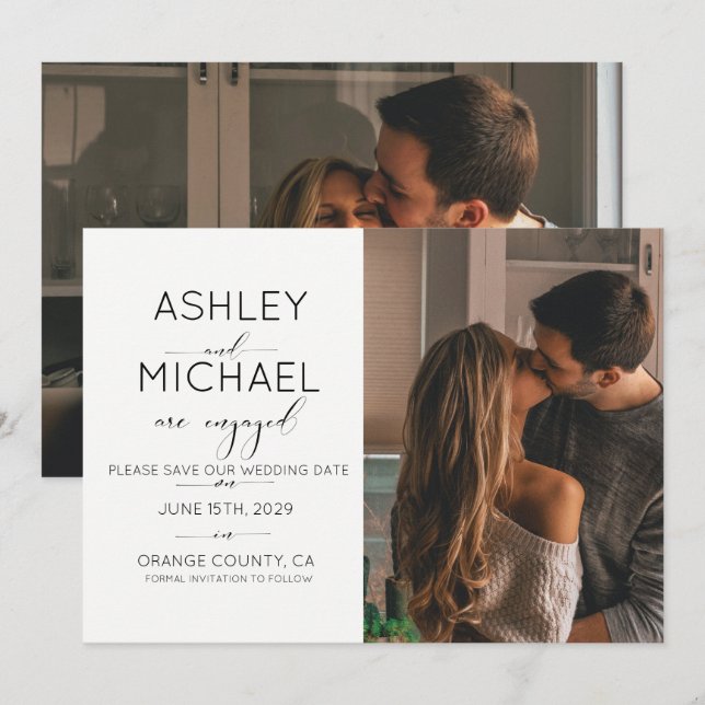 Invitation CALLIGRAPHIE TYPOGRAPHIE 2 Photo Enregistrer la da (Devant / Derrière)