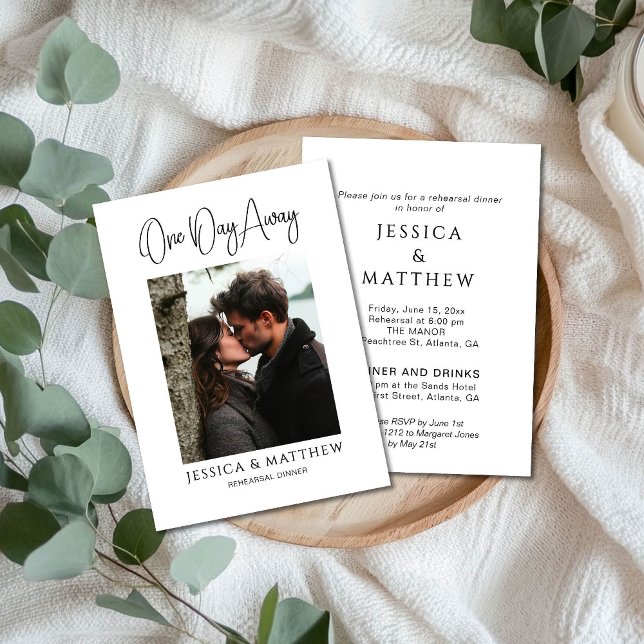 Invitation Calligraphie Un Jour Plus Loin Dîner De Répétition (Créateur téléchargé)