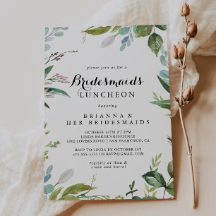 Invitation Calligraphie verdoyante Bridesmaids Luncheon Douch