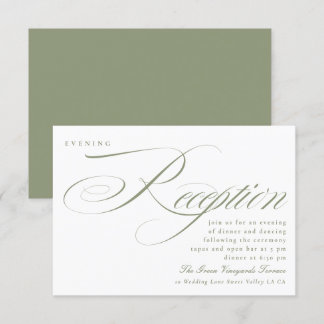 Invitation Calligraphie verte classique Réception de mariage