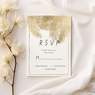 Invitation Calligraphie vintage fleurs or blanc RSVP