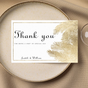 Invitation Calligraphie vintage florale or blanc Merci