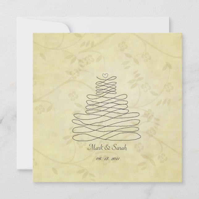 Invitation Calligraphie Vintage Flourish Cake Sq.Invitation (Devant)