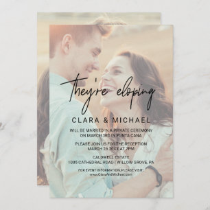 Invitation Calligraphie Whimsical Faded Photo Ils sont Elopin