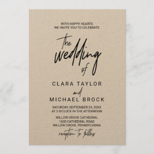 Invitation Calligraphie Whimsical Kraft Le Mariage De