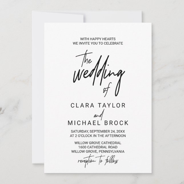 Invitation Calligraphie Whimsical Le Mariage De (Devant)
