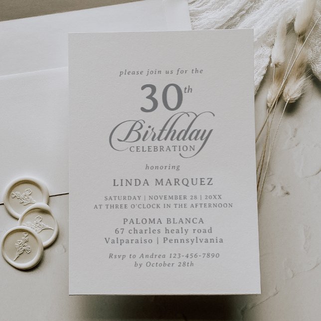 Invitation calligraphiée Chic Classique pour 30e a (Créateur téléchargé)