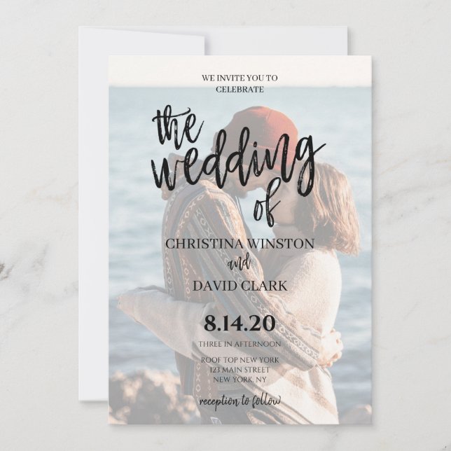 Invitation Calligraphy Elegant Photo Le Mariage De (Devant)