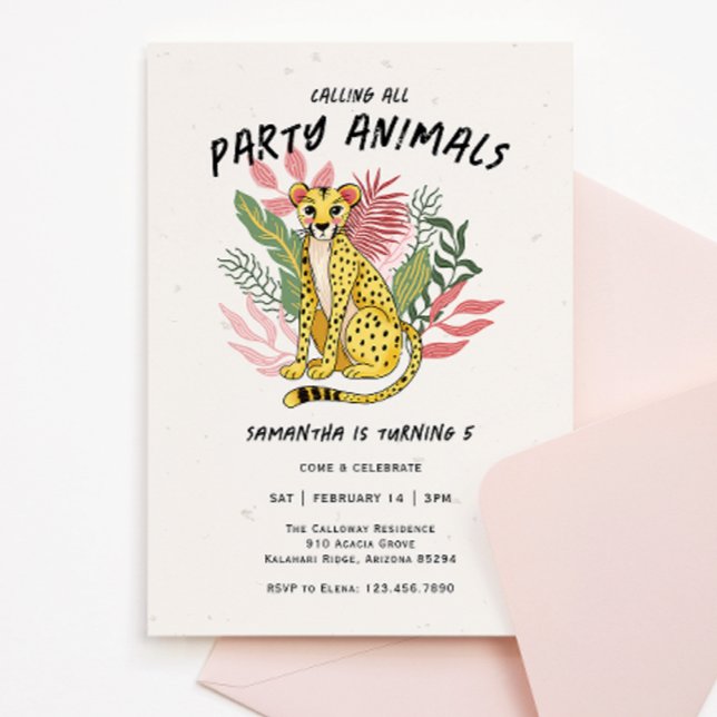 Invitation Calling All Party Animals Kids Cheetah Birthday (Créateur téléchargé)