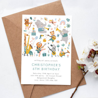 Invitation Calling all party animals Safari Animals Birthday 
