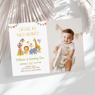 Invitation Calling All Party Animals Safari Birthday Photo