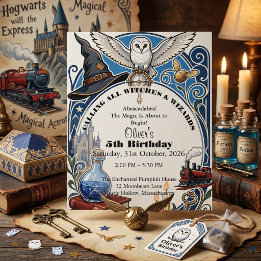 Invitation Calling Wizard & Witches Story Book Magic Birthday