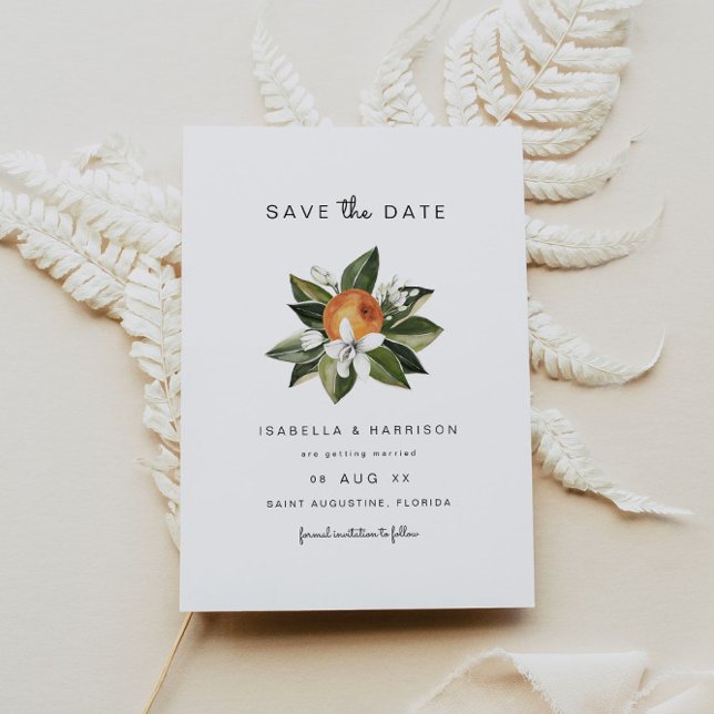 Invitation Calliope - Aquarelle Orange Blossoms Date de sauve (Créateur téléchargé)