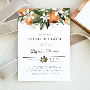 Invitation Calliope - Fête des mariées d'aquarelle Orange Blo