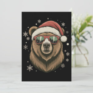 Invitation Calot de Père Noël d'ours grizzly drôle amateur d'