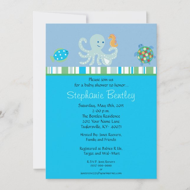 Invitation Calypso 5x7 Sea Creats (Devant)
