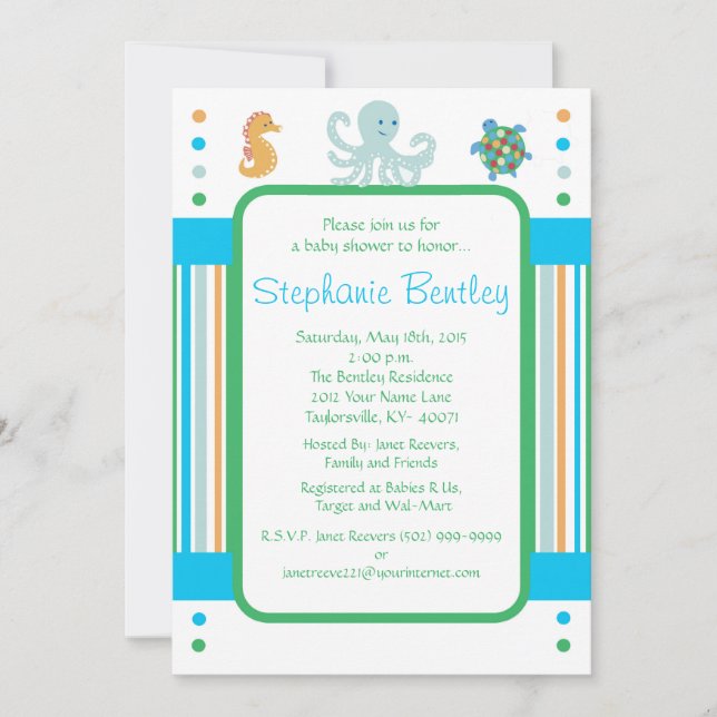 Invitation Calypso 5x7 Sea Creats (Devant)