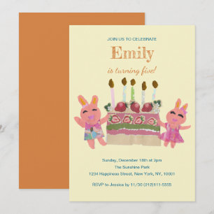Invitation Camarades Lapins Sucrés aux Fruits Anniversaire E