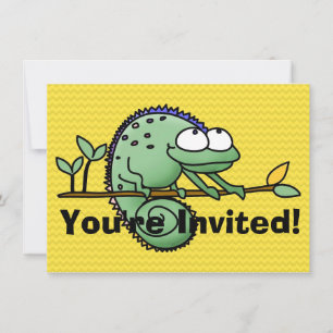 Invitation Cameleon de dessin animé drôle et mignon Lézard ve