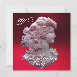 INVITATION CAMEO ANTIQUE, DAME ET RAISINS FÊTE DE DÉGUSTATION