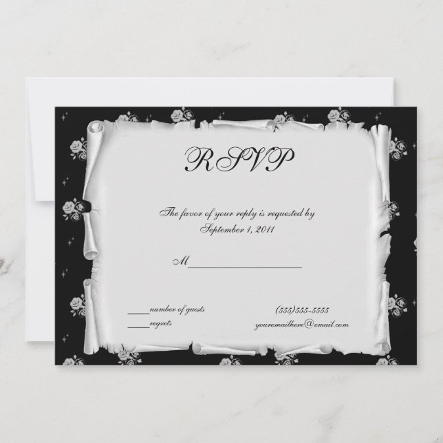 Invitation Cameo Rose Pourpre Steampunk Goth RSVP (Devant)