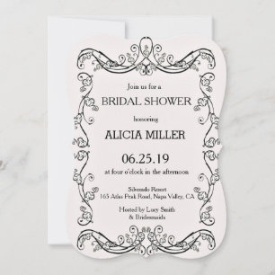 Invitation Cameo Vins Français Rose Frame Bridal Couple Douch