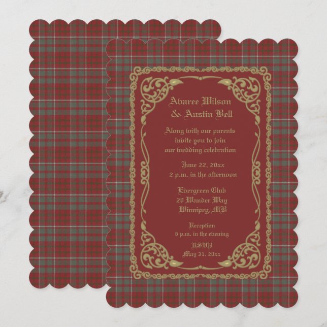 Invitation Cameron Lochiel Scottish Tartan (Devant / Derrière)