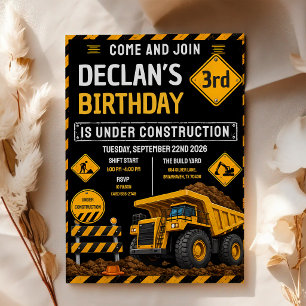 Invitation Camion à benne 3e anniversaire