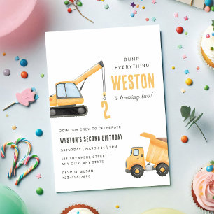 Invitation Camion à benne Construction 5e Anniversaire