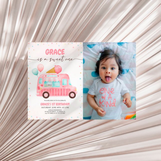 Invitation Camion à la crème glacée Voici la Scoop Birthday P (Créateur téléchargé)