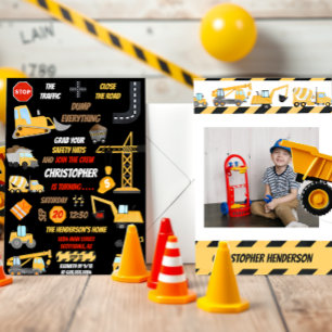 Invitation Camion Anniversaire de enfant de la construction n