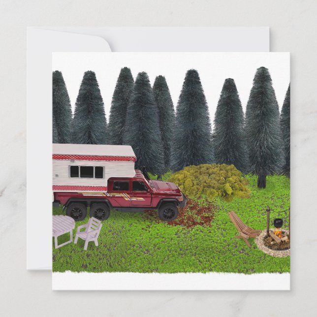 Invitation Camion avec Camper dans le Camping Bois (Devant)