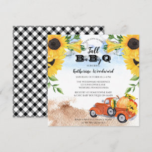 Invitation Camion Citrouille Automne   Sunflowers Baby BBQ Do