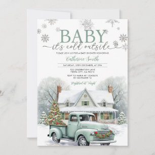 Invitation Camion d’hiver Silver Il fait froid hors Baby show