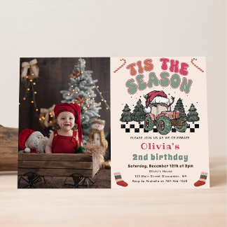 Invitation Camion de cerfs d'hiver Noël Fête d'anniversaire P