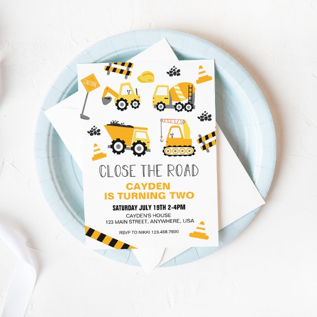 Invitation Camion de Chantier Anniversaire (Créateur téléchargé)