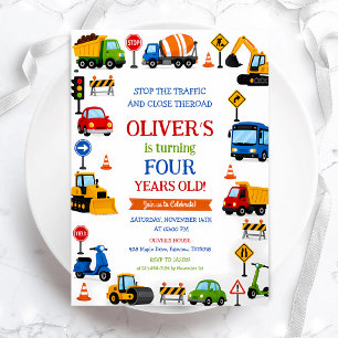 Invitation Camion de construction 4e anniversaire