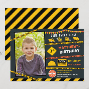 Invitation Camion de construction Camion Photo Boy Fête d'ann