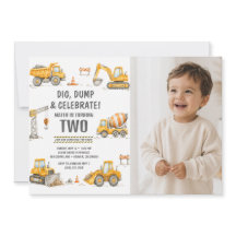 Camion de Construction Jaune 2ème Anniversaire