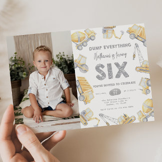 Invitation Camion de construction SIX 6e fête d'anniversaire