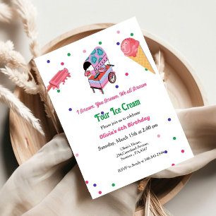 Invitation Camion de crème glacée Fête d'anniversaire de fill