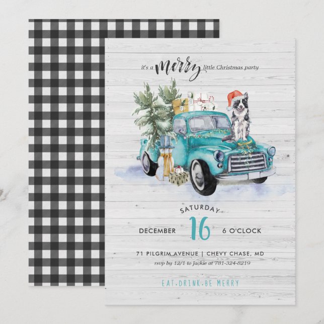 Invitation Camion de Ferme Rustique | Fête de Noël (Devant / Derrière)