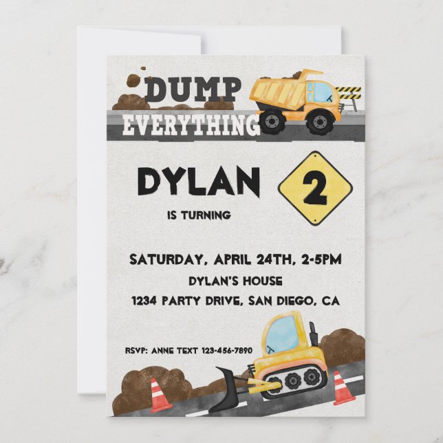 Invitation Camion de fête en construction (Devant)