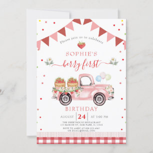 Invitation Camion de fraise Berry sucré Premier anniversaire