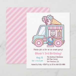 Invitation Camion de Glace Mignon Anniversaire Enfants