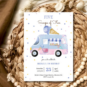 Invitation Camion de glace Scoops de plaisir anniversaire enf